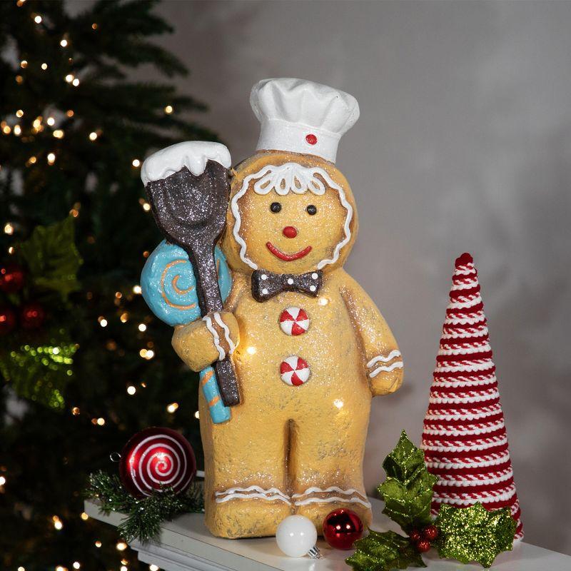 17.5" LED Lighted Gingerbread Snowman Chef Figurine