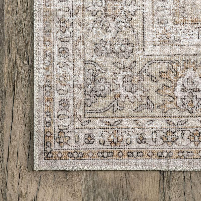 Nuloom Deadra Medallion 6 Round Machine Washable Indoor Area Rug for Living Room Bedroom Dining Room Kitchen, Beige/Ivory