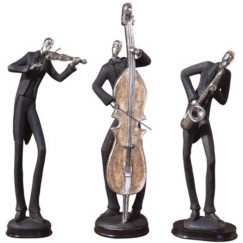 Industrial Black Resin Wall Mounted Musician Figurine Set