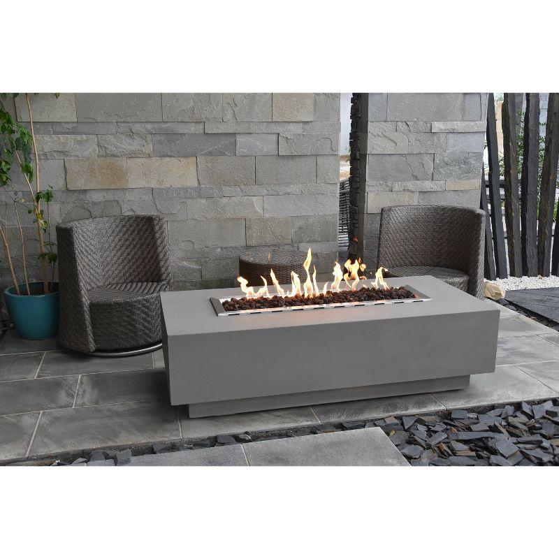 Granville 60" x 27" Rectangle Concrete Outdoor Fire Pit Table-by Elementi