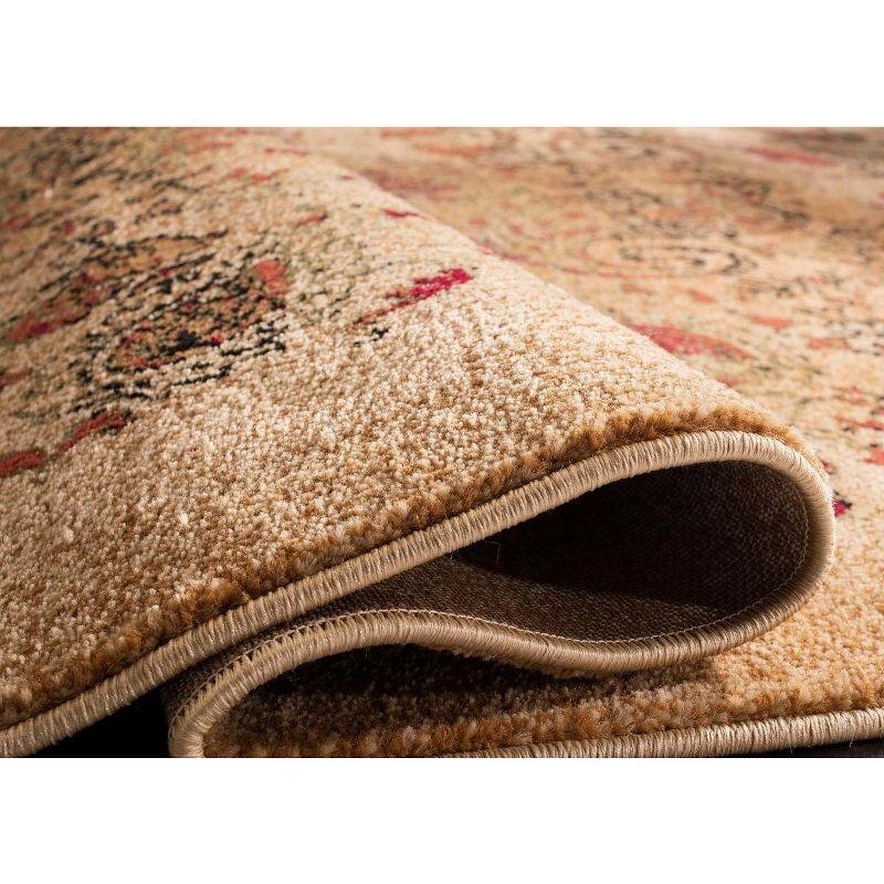 Beige and Multicolor Synthetic 4' x 6' Stain-Resistant Area Rug