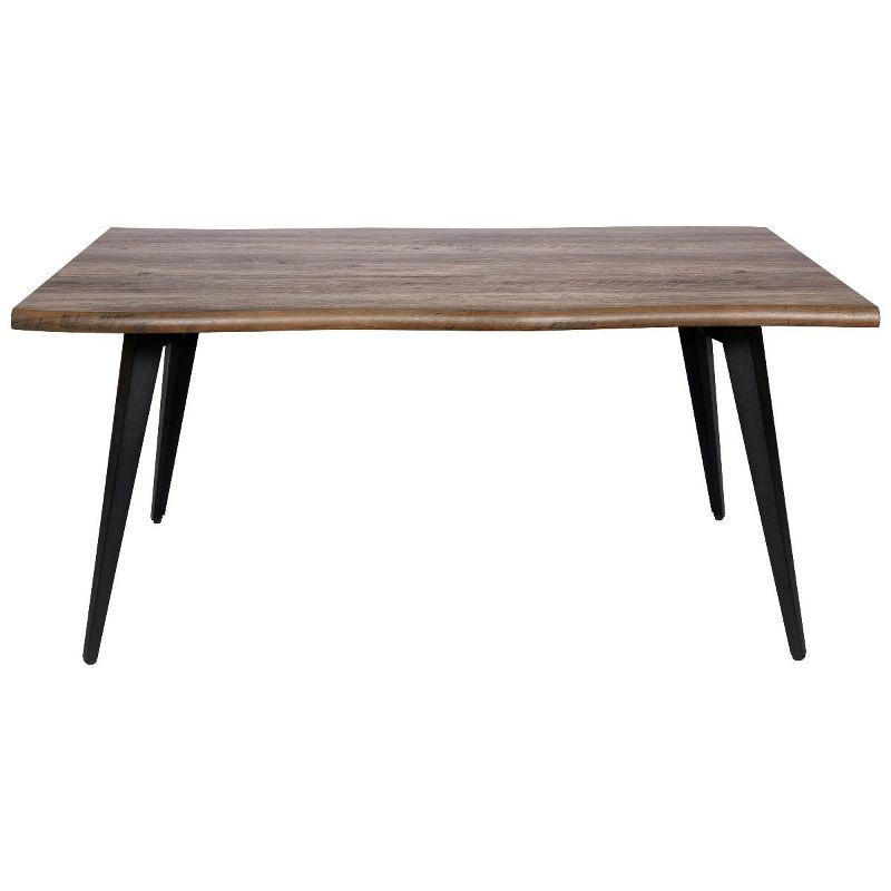 LeisureMod Ravenna Modern Rectangular Wood 63" Dining Table with Metal Legs - Sleek Design, Perfect for Dining Rooms, Dark Brown