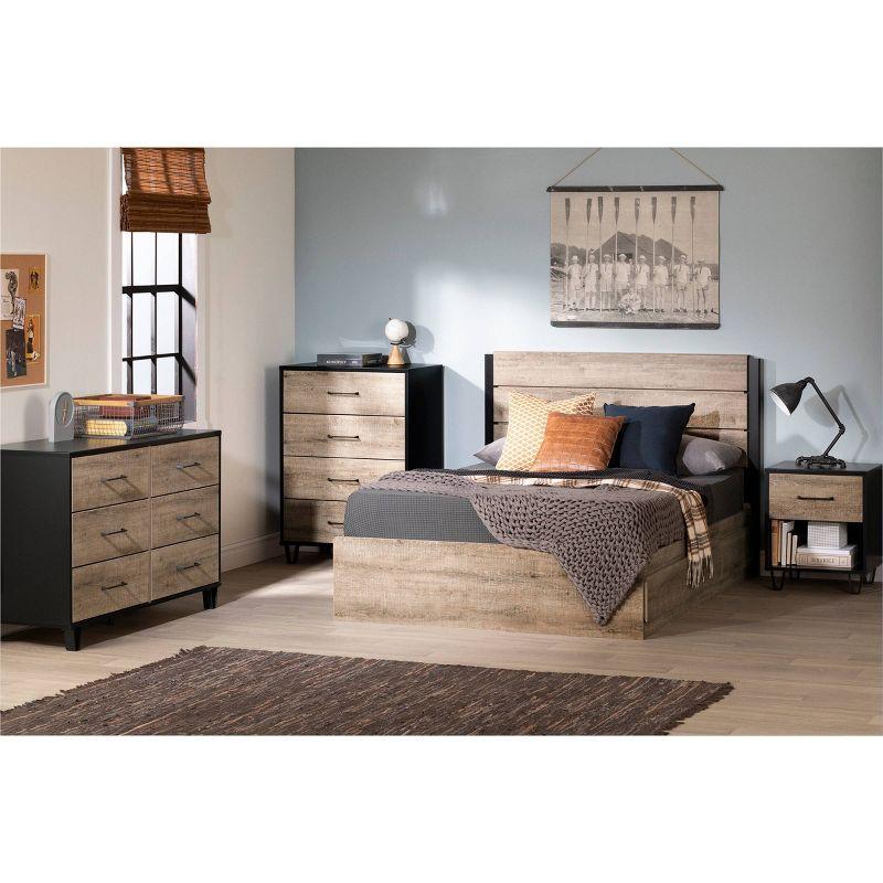 Weathered Oak and Matte Black Farmhouse Double Dresser