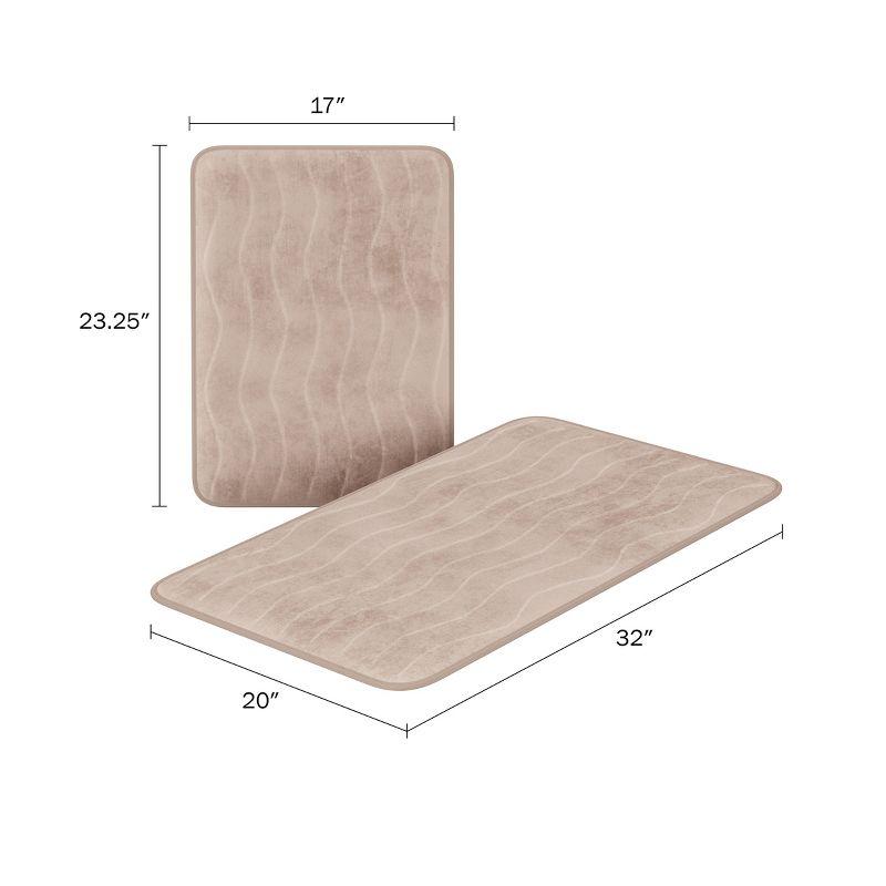 Hastings Home Memory Foam Bathroom Mats With Microfiber Top and Nonslip Absorbent Runner - Set of 2, Taupe