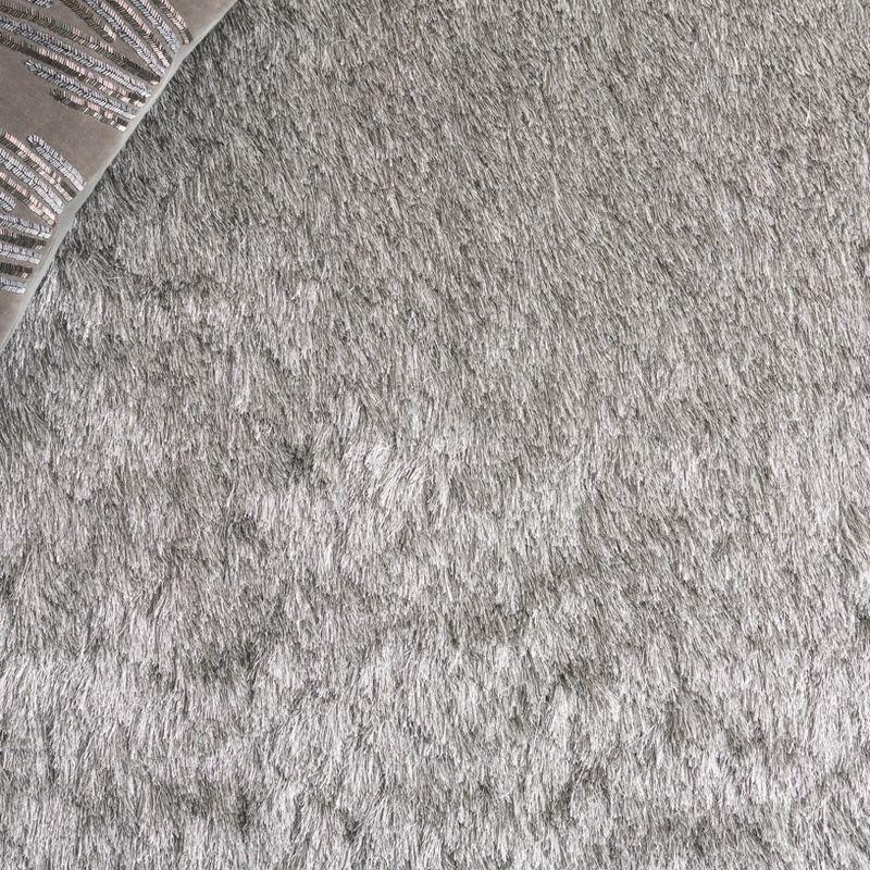 Luxurious Handmade Silver Shag Area Rug, 8' x 10', Easy Care