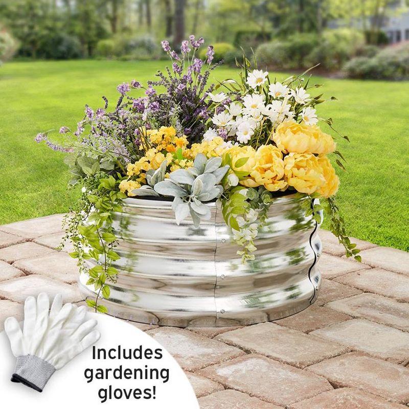 Round Galvanized Iron Raised Garden Bed Kit for Outdoor Use