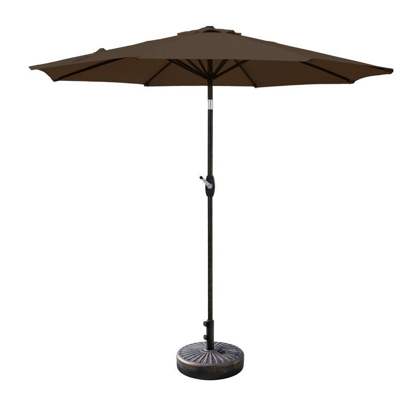 9 Ft Coffee Outdoor Patio Market Umbrella with Bronze Base