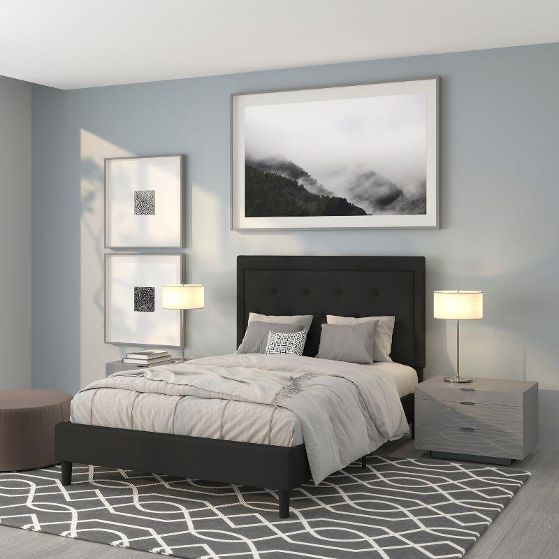 Flash Furniture Roxbury Full Size Tufted Upholstered Platform Bed in Black Fabric