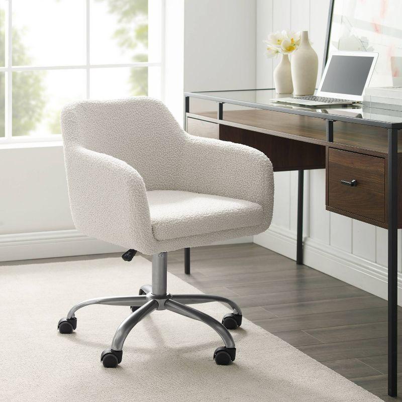 Rylen Modern Swivel Office Desk Chair White - Linon: Chrome-Plated, Ergonomic with Adjustable Height & Casters