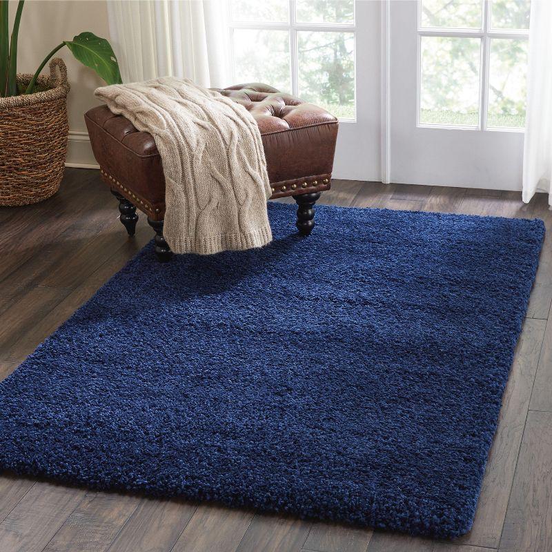 Navy Blue Rectangular Shag Area Rug 3'11" x 5'11"