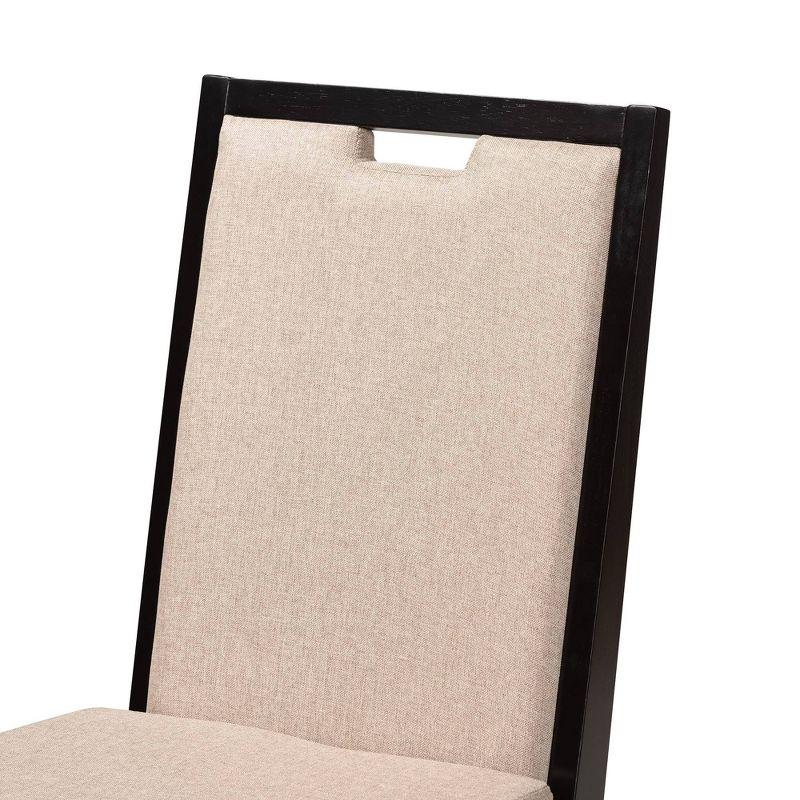 2pc Octavia Wood Dining Chair Set Sand/Dark Brown - Baxton Studio