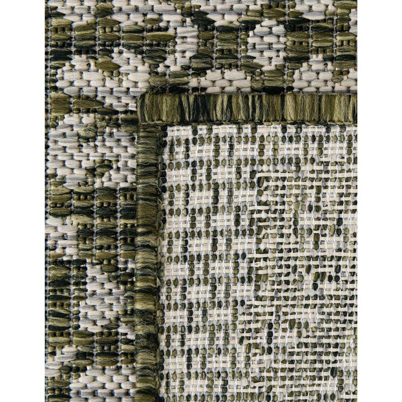 Green and Gray Synthetic 7' x 10' Outdoor Traditional Rectangular Rug