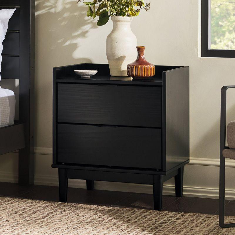 MOEPISY Mid-Century Modern 2-Drawer Solid Wood Nightstand