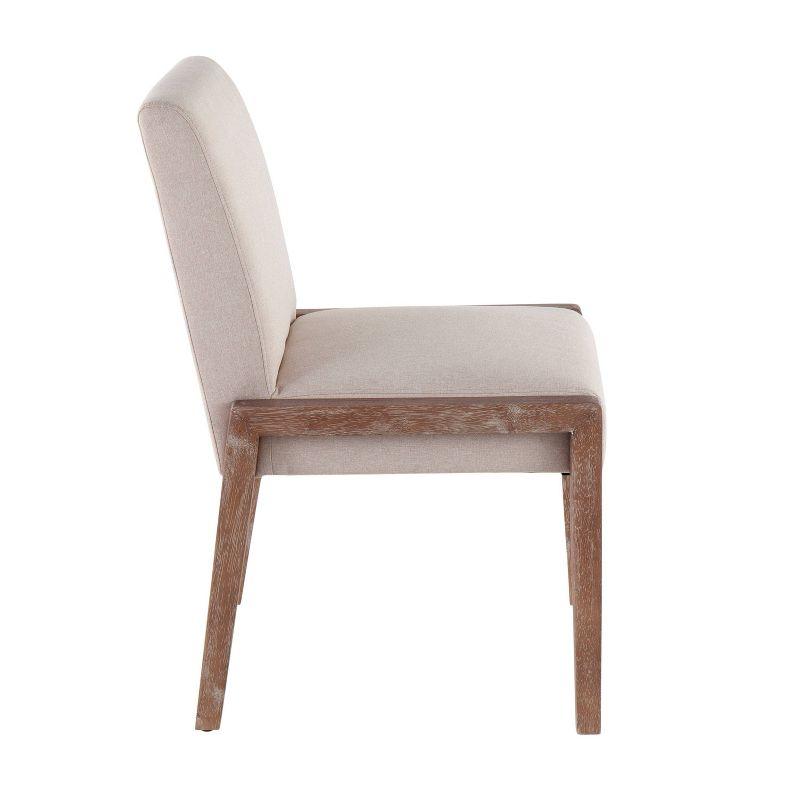 LumiSource Set of 2 Carmen Dining Chairs White Wash/Beige: Contemporary Upholstered, Wood Frame, Foam Fill