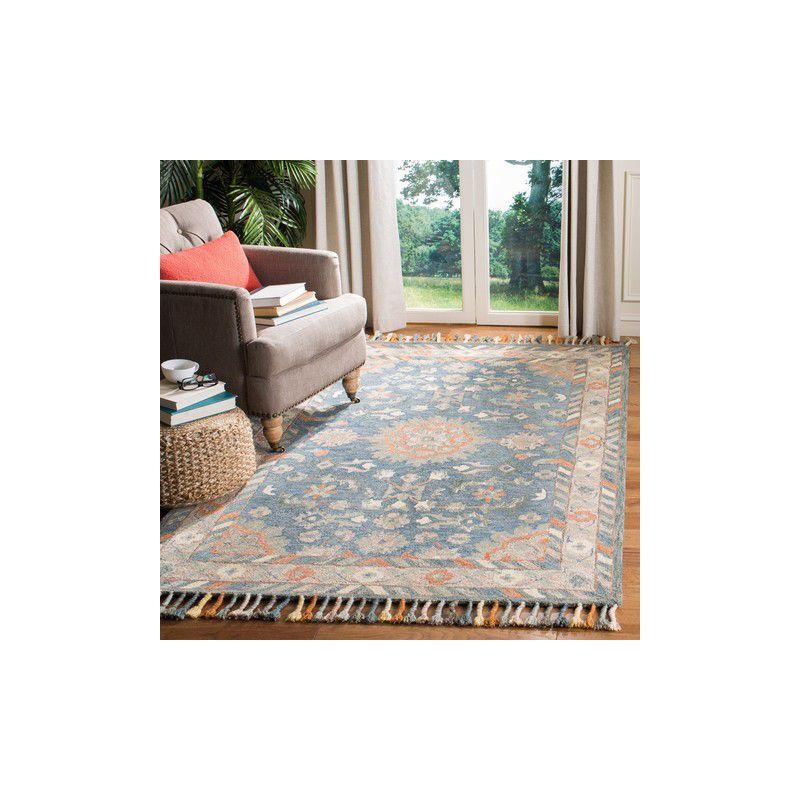 Aspen APN123 Hand Tufted Area Rug - Blue/Rust - 5'x8' - Safavieh.