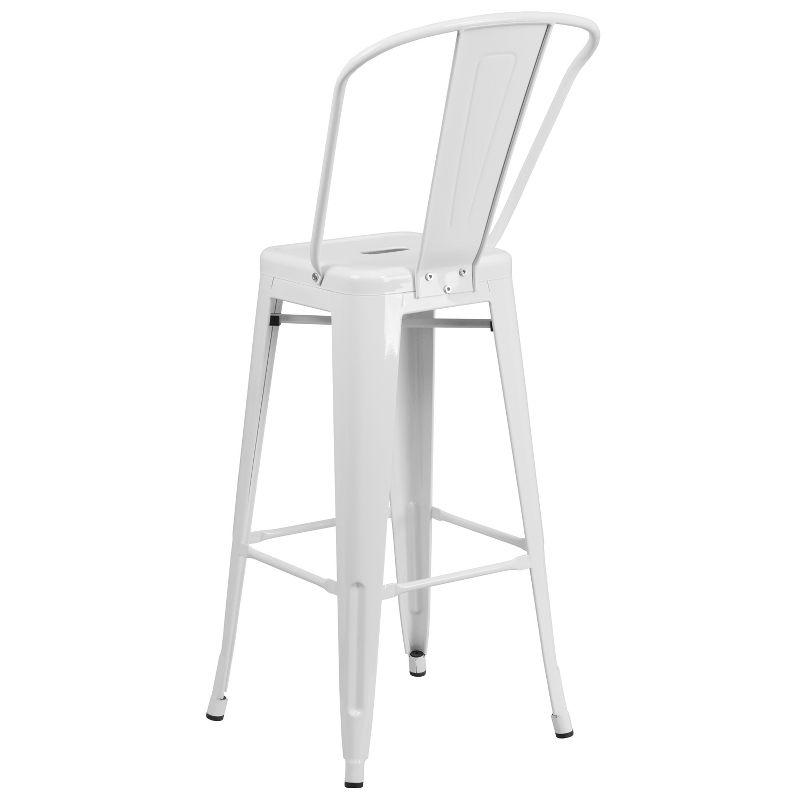 Merrick Lane Metal Stool with Removable Back for Indoor-Outdoor Use