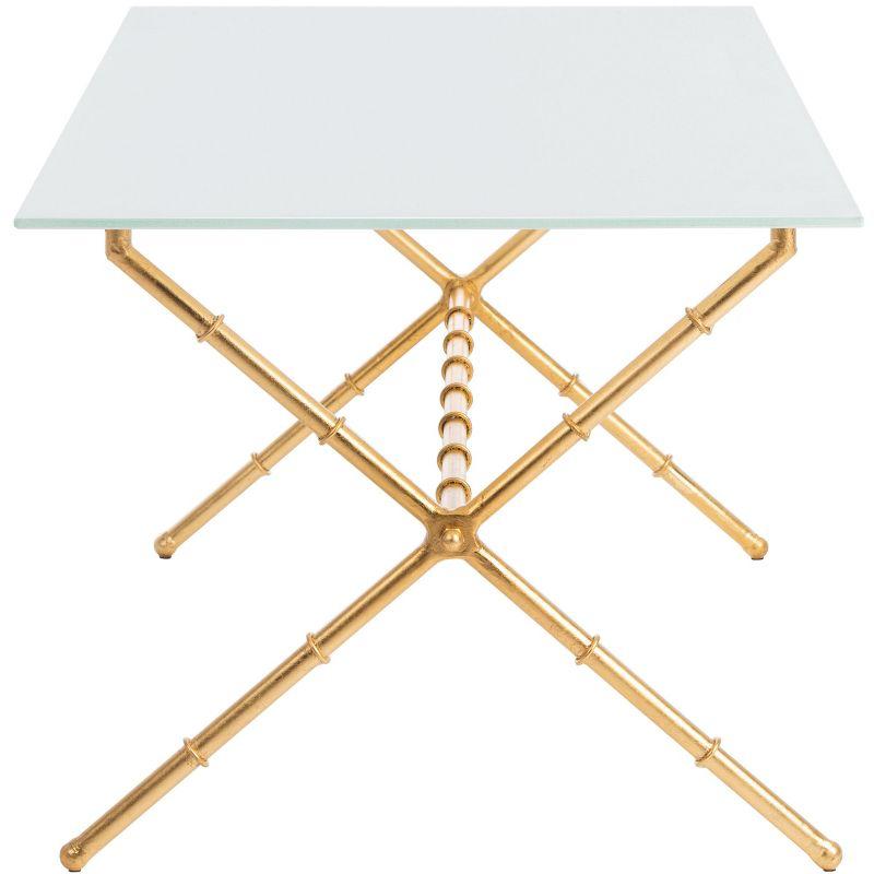 Brogen Coffee Table - Gold/White Glass - Safavieh