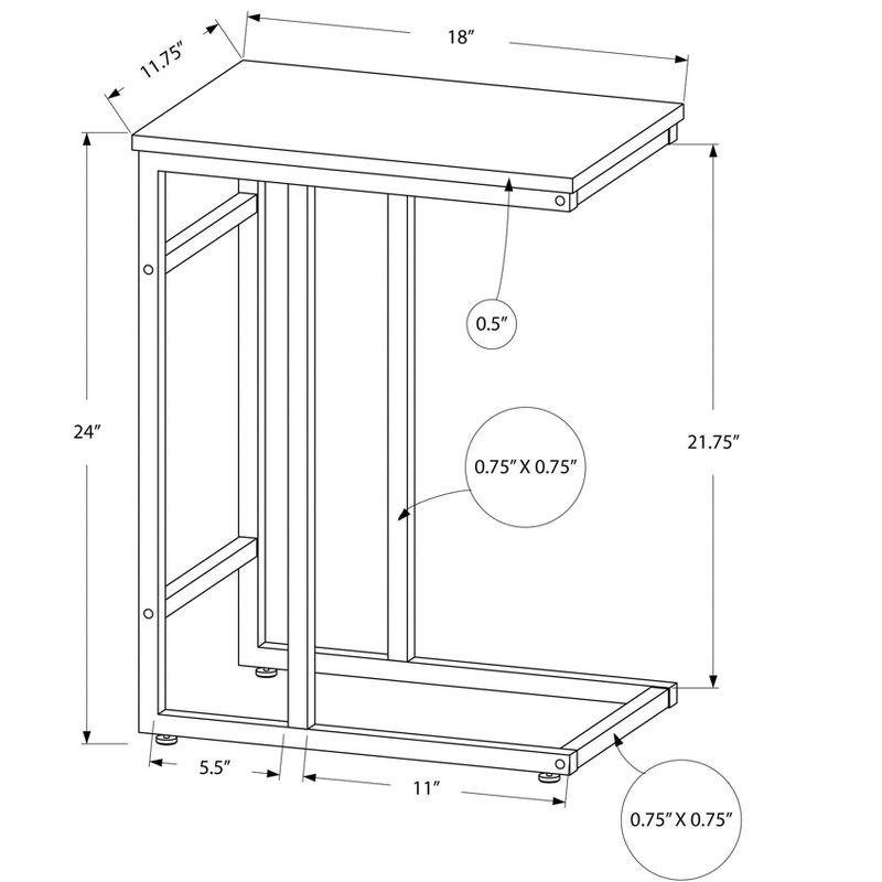 Accent Table C-shaped, End, Side, Snack, Living Room, Bedroom, Metal, Laminate, Contemporary