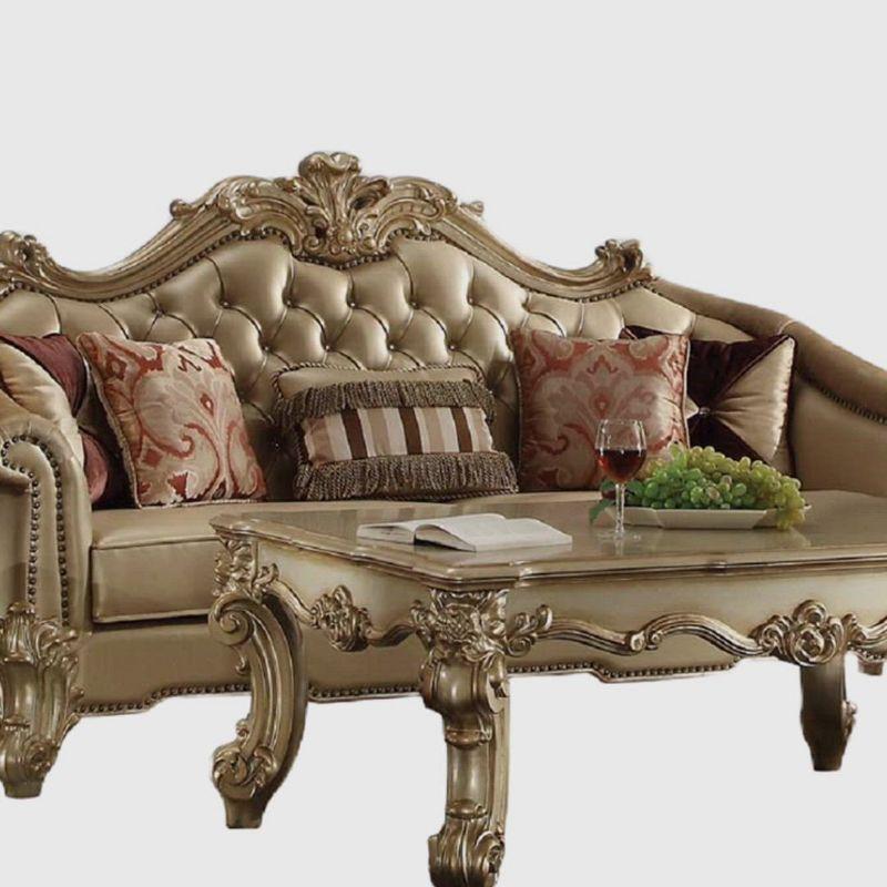 World Menagerie Cabildo Rolled Arm Sofa in Bone and Gold Patina