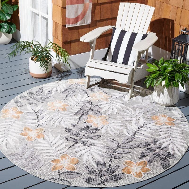 Cabana CBN405 Loomed Indoor/Outdoor Area Rug - Grey/Ivory - 6'5"x6'5" Round - Safavieh