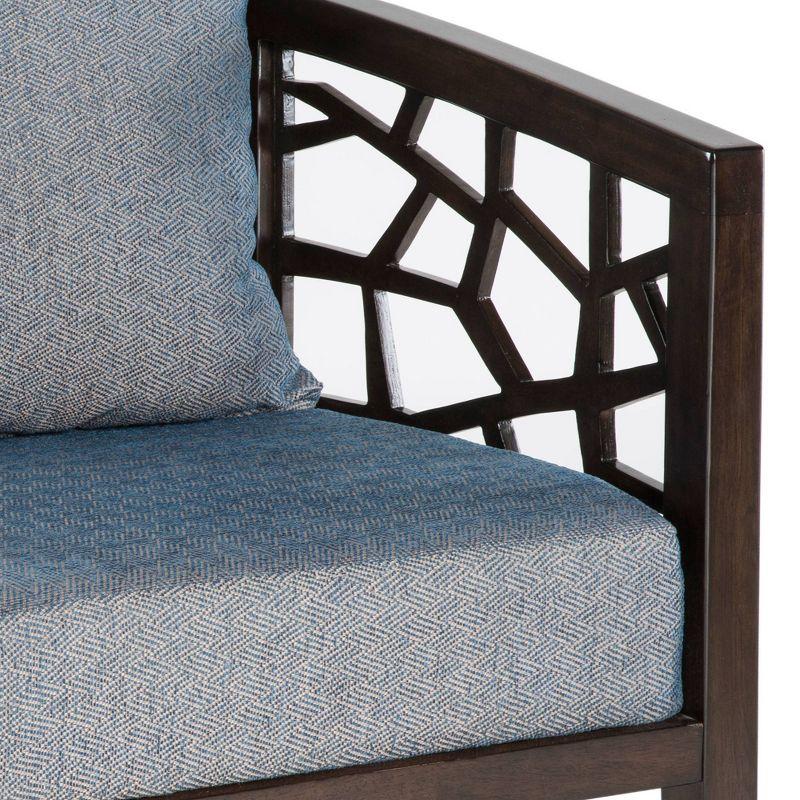 Crackle Mid-Century Accent Chair in Blue with Oak Veneer Frame