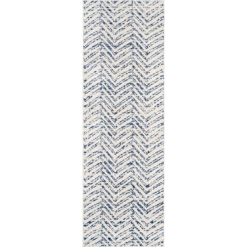 Nuloom Rosanne Chevron 2x12 Runner Indoor Area Rug for Living Room Bedroom Dining Room Entryway Hallway Kitchen, Blue/Ivory
