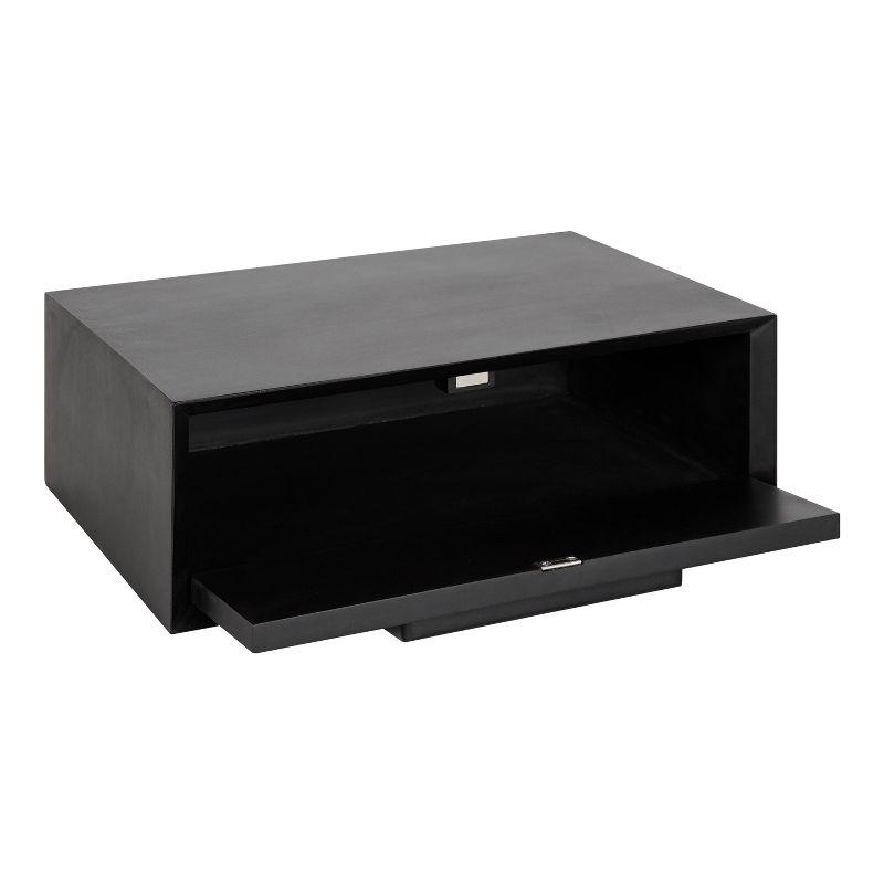 McCutcheon Black Mango Wood Floating Storage Shelf with Concealed Cubby