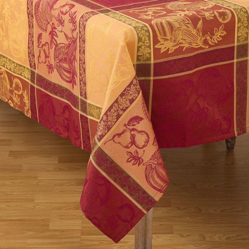 Saro Lifestyle Thanksgiving Fall Holiday Design Jacquard Cotton Blend Tablecloth, Multi, 72" x 72"
