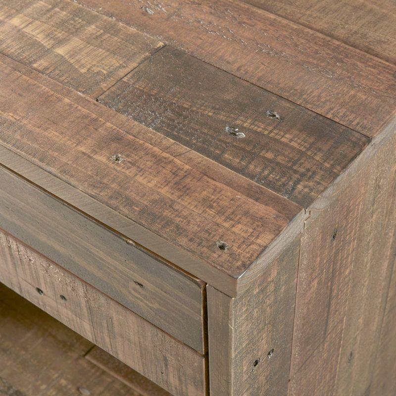 Ink+Ivy Renu Solid Wood Nightstand Natural: Industrial Style, Distressed Finish, Metal Legs, Storage Drawer & Shelf