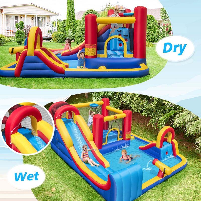 Costway Inflatable Water Slide Giant Kids Water Park w/ Double Slides & 735W Blower