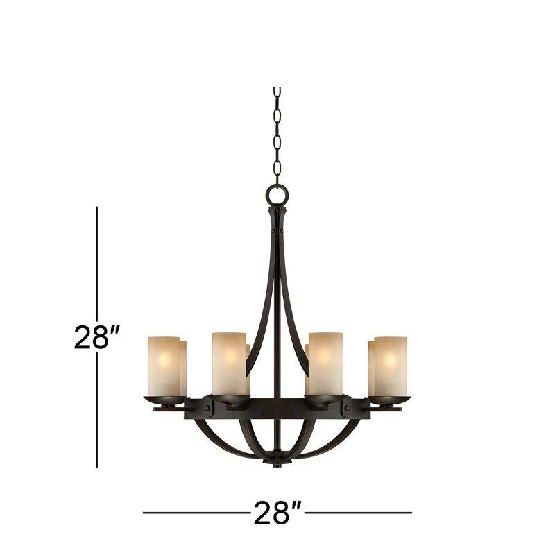 Industrial Bronze 8-Light Chandelier with Scavo Glass Shades