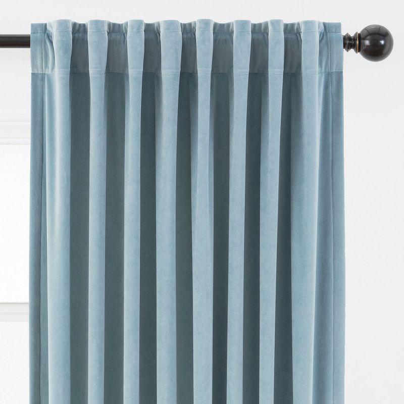 Chanasya 2pk Solid Velvet Room Darkening Window Curtain Panels - Set of 2 - 52 x 63 Inches Long - Slate Blue