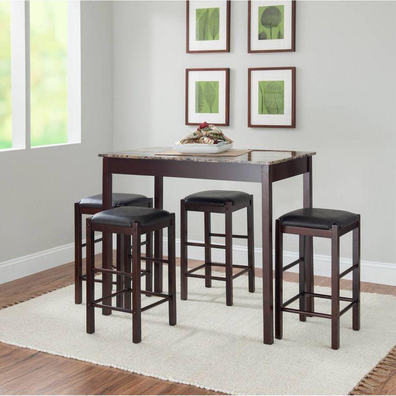 Espresso Faux Marble 5-Piece Counter Height Dining Set