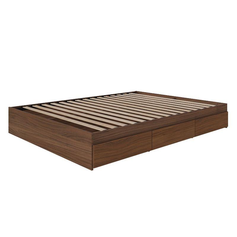 Walnut Queen Storage Bed Frame with 3 Drawers