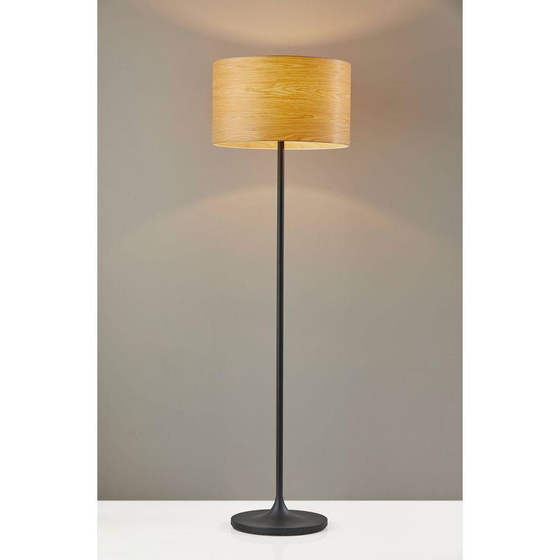 Oslo Matte Black and Cherry Wood Scandinavian Floor Lamp