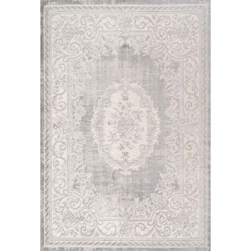 4'x6' Rosalia Cottage Medallion Area Rug, Ivory/Gray - JONATHAN Y