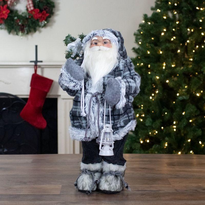 2' Standing Santa Christmas Figure Carrying A Lantern