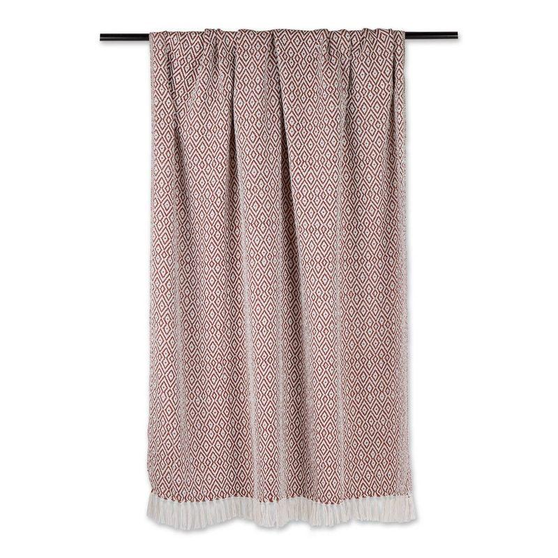 50"x60" Double Diamond Throw Blanket Cinnamon - Design Imports: Cozy Lightweight Cotton, Woven Texture, Machine Washable