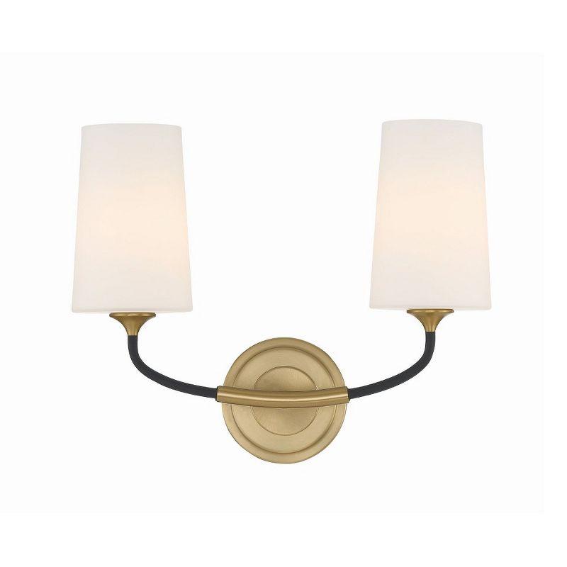 Niles Black and Gold 2-Light Sconce with White Glass Shades