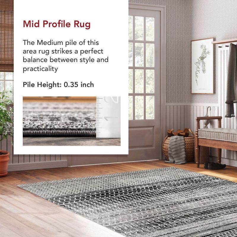 Nuloom Nova Striped Oval 7x9 Indoor Area Rug for Living Room Bedroom Dining Room Kitchen, Dark Grey/Ivory