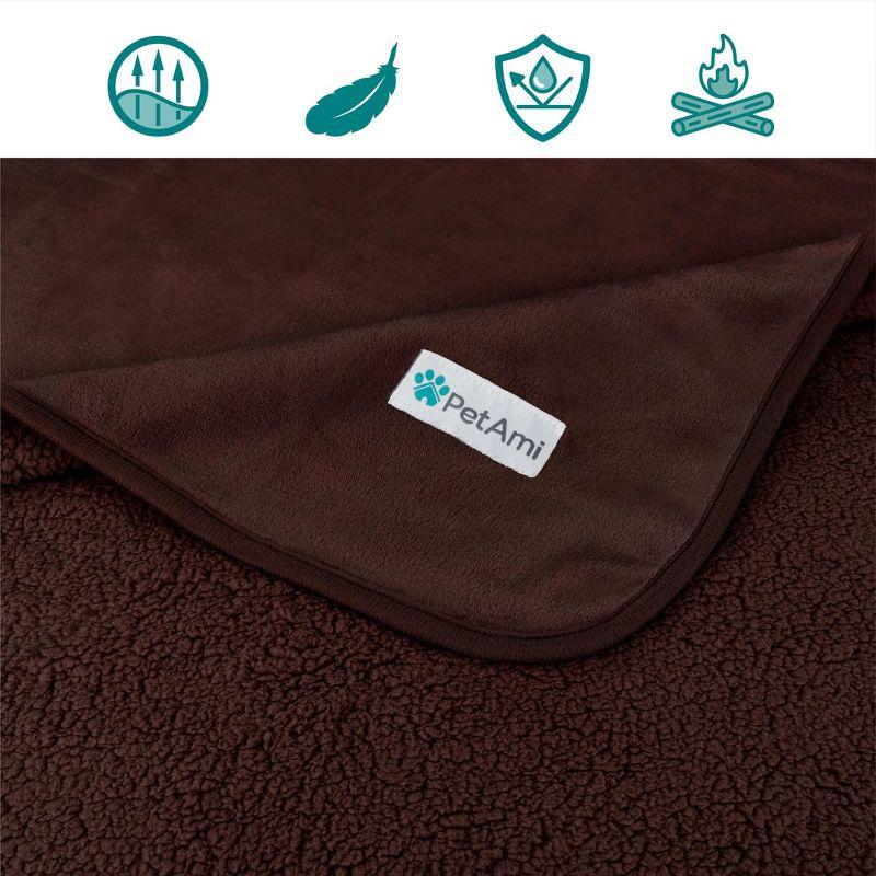 PetAmi Waterproof Dog Blanket For Pet Cat, Faux Shearling Fleece Couch Cover, Soft Plush Washable Reversible Throw