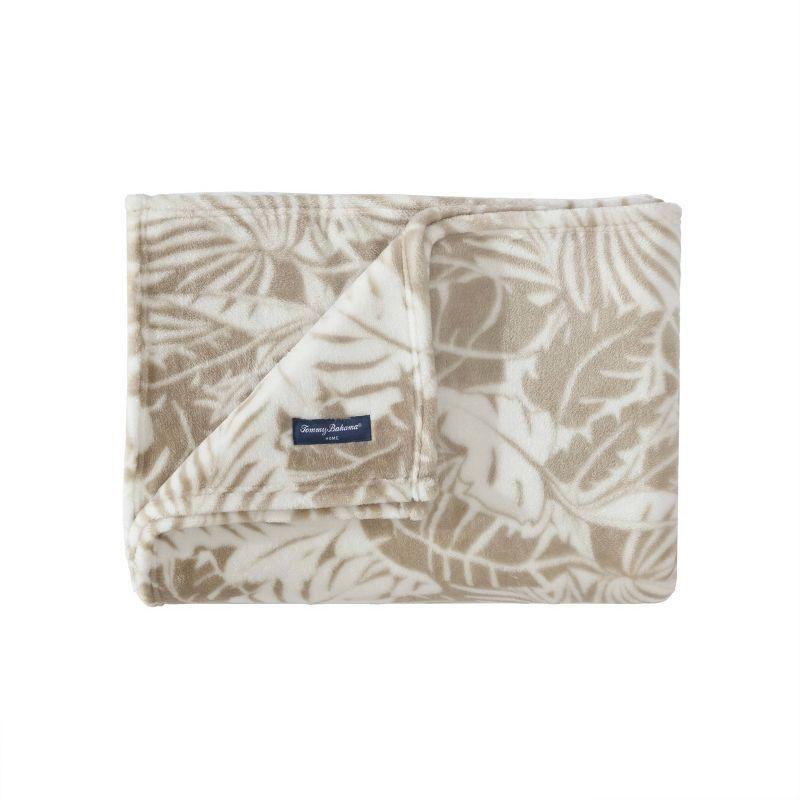 50"x70" Oversized Costa Blanca Throw Blanket Beige - Tommy Bahama: Reversible, Modern Fleece for All Ages