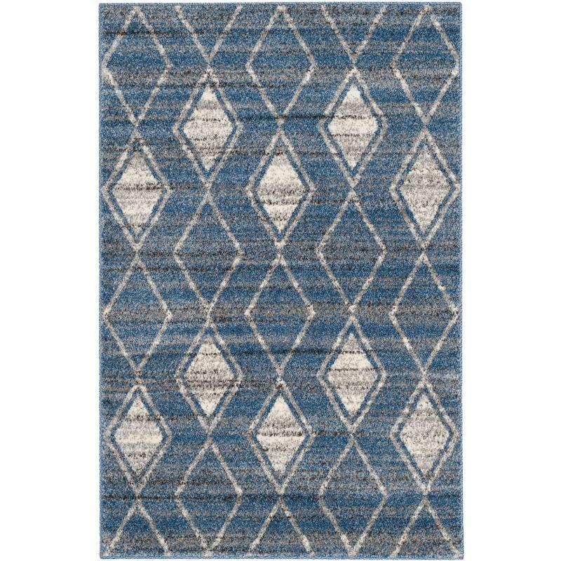 Elysian Light Blue & Cream Geometric 4' x 6' Synthetic Area Rug