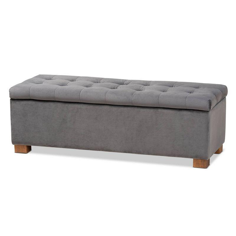 Roanoke Velvet Upholstered Grid Tufted Storage Ottoman Bench - Baxton Studio