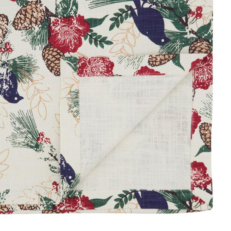 Saro Lifestyle Long Table Runner With Pinecones and Birds Design