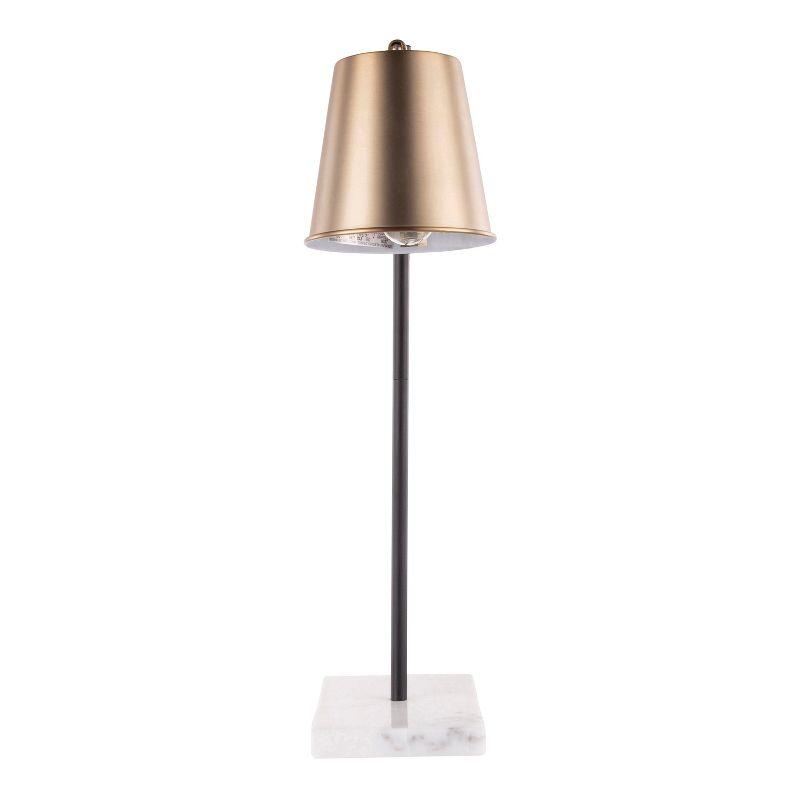 25-29" Metric Table Lamp Antique Brass/White - LumiSource: Vintage Style, Adjustable Head Tilt, UL Listed, Metal Shade