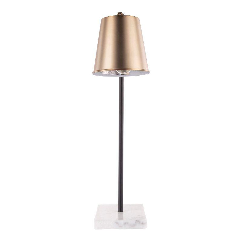 Adjustable Black Marble Base Table Lamp with Brass Shade