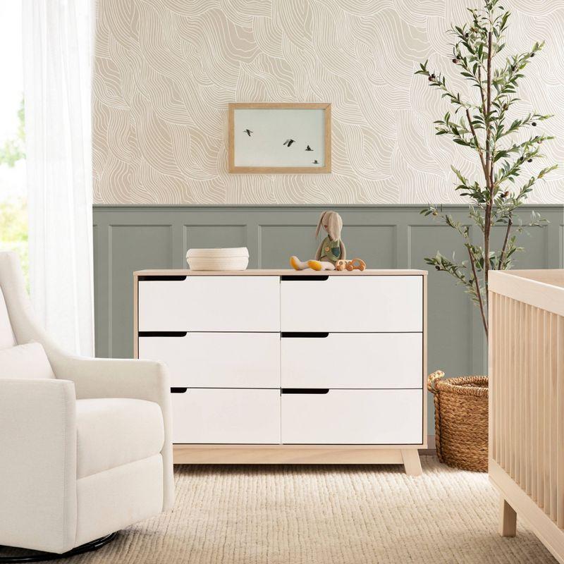 Hudson Mid-Century Modern 6-Drawer Dresser in Washed Natural/White