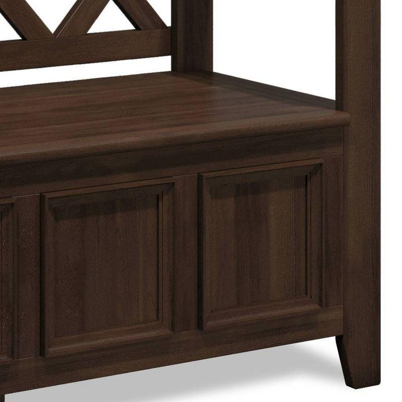 WyndenHall 48" Wide Halifax Transitional Solid Wood Entryway Storage Bench Natural Aged Brown: Solid Wood, Flip Lid, Dual Compartment