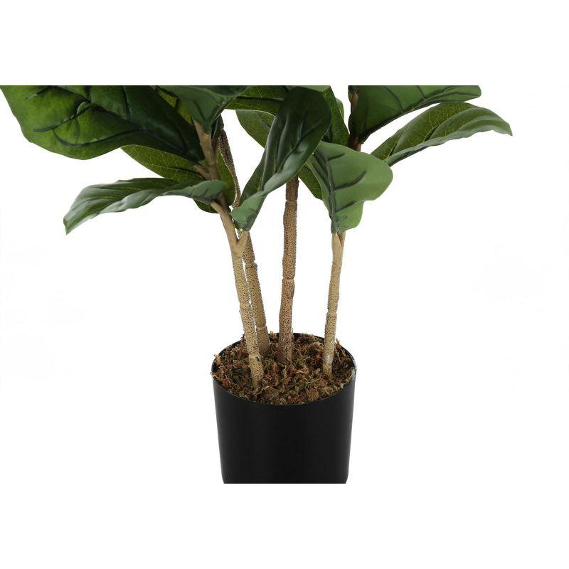 Monarch Specialties Artificial Plant 41 inch Tall Fiddle Tree Indoor Faux Fake Floor Greenery Potted Real Touch Decorative Green Leaves Black Pot